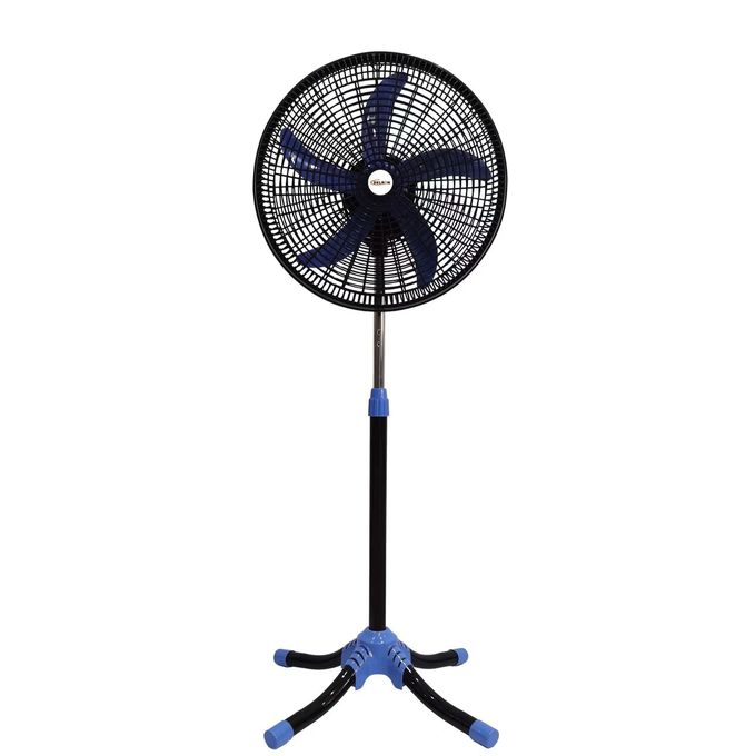 2 x Delron 5 Blades Stand Fan with Cross Base - Blue/Black