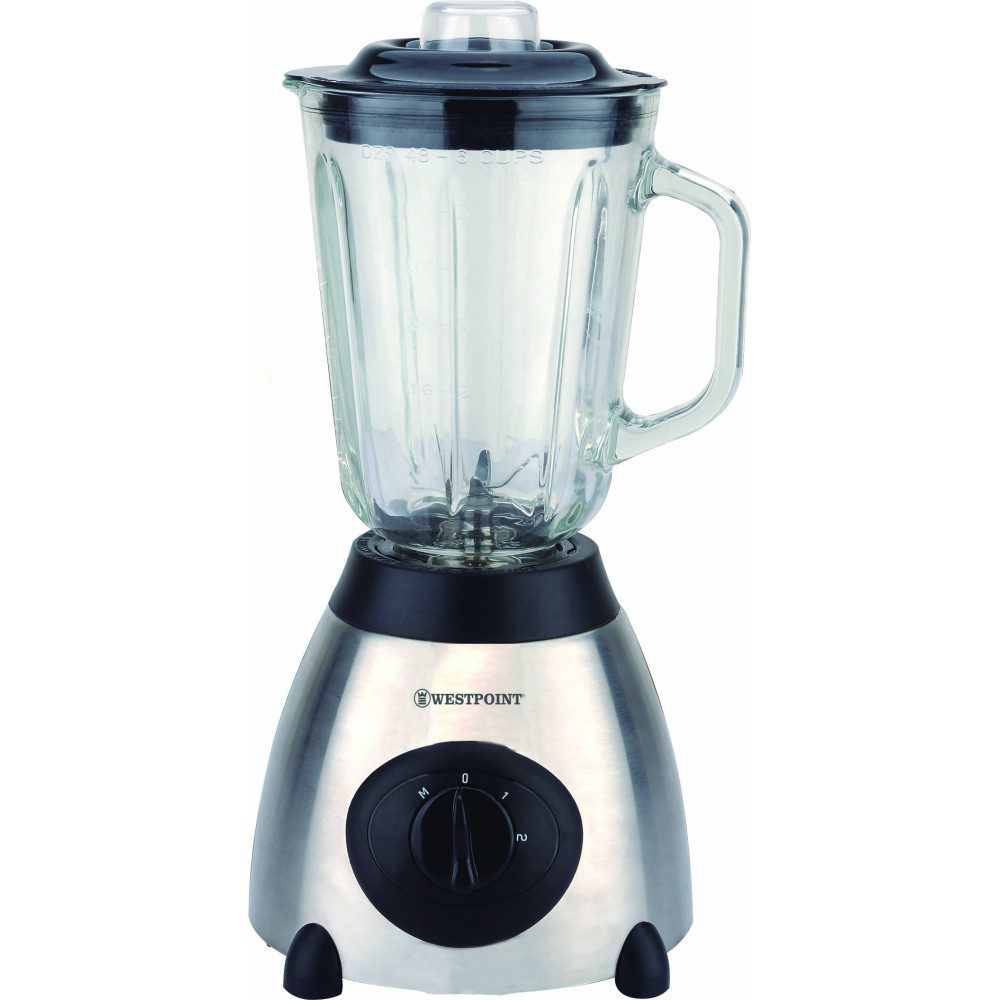 Westpoint WBLJ-15419 2 in 1 Electric Blender 1.5 litres Silver Heavy Glass Jar Unbreakable