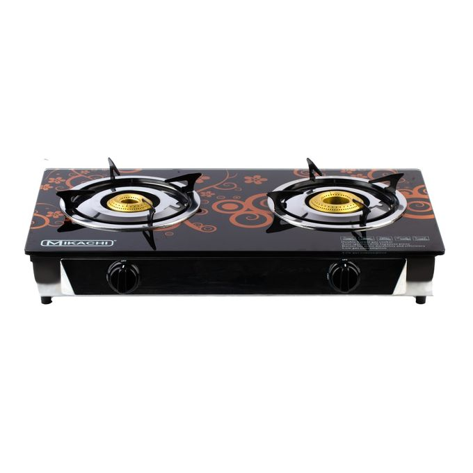 Mikachi 2 Burner Tempered Glass Top Gas Cooker
